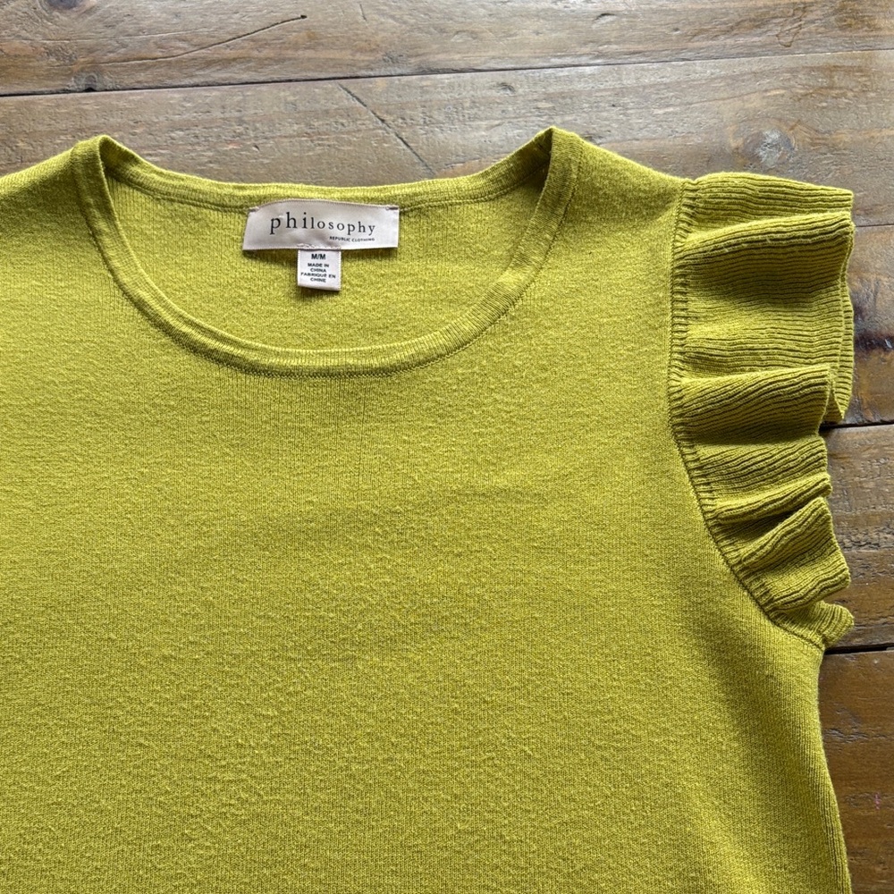 Philosophy Lime Ruffle Sleeve Blouse
